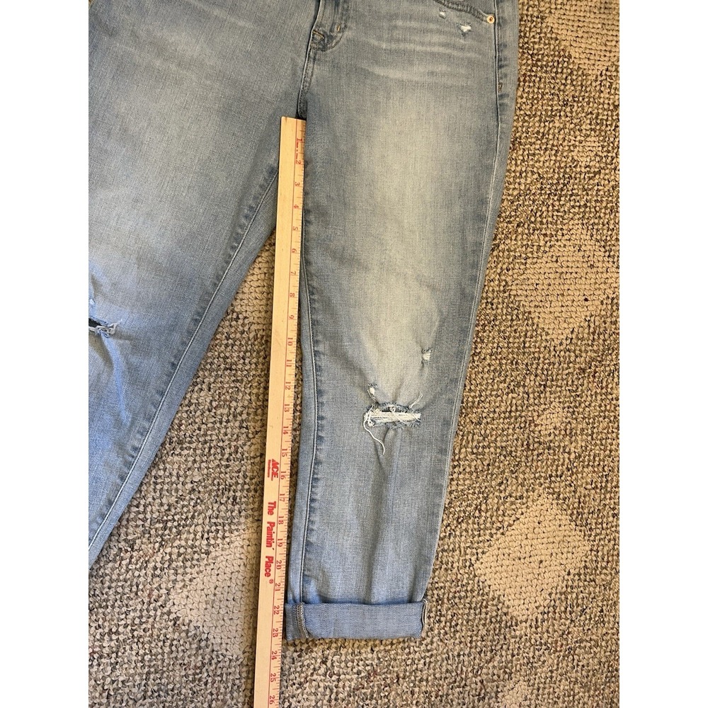 Gap Girlfriend Mid Rise Jeans Raw Hem Blue Jeans Size 30/10R Zipper Distressed - Picture 5 of 9